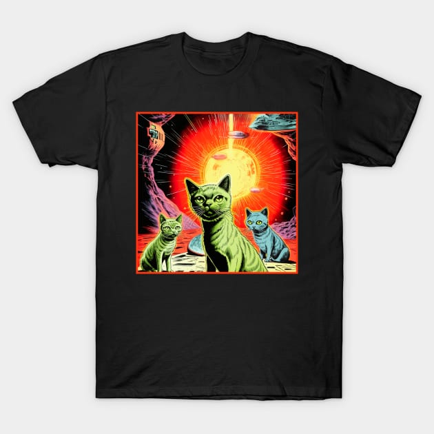 Space Cats T-Shirt by OscarVanHendrix